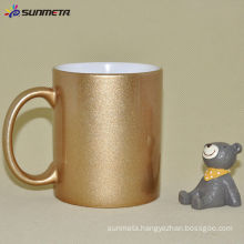 11oz Sublimation Ceramic Golden/Silver Mug with handle